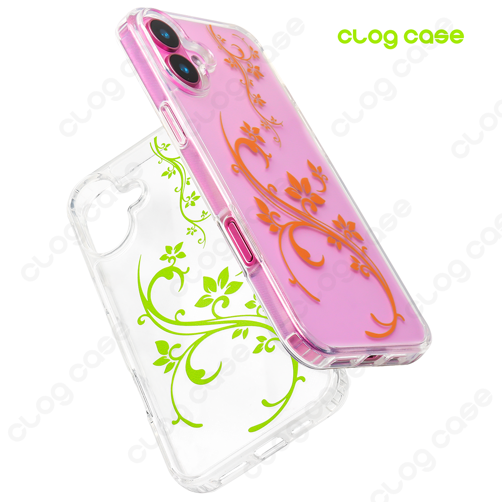 Clog Case “La Fleur” Floral Vine Printed iPhone 16/15/14/13/12/11 Case