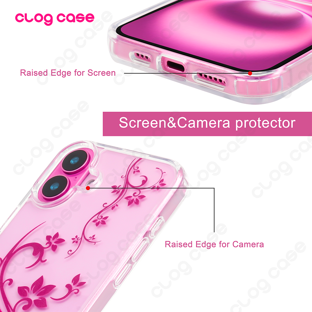 Clog Case “La Fleur” Floral Vine Printed iPhone 16/15/14/13/12/11 Case